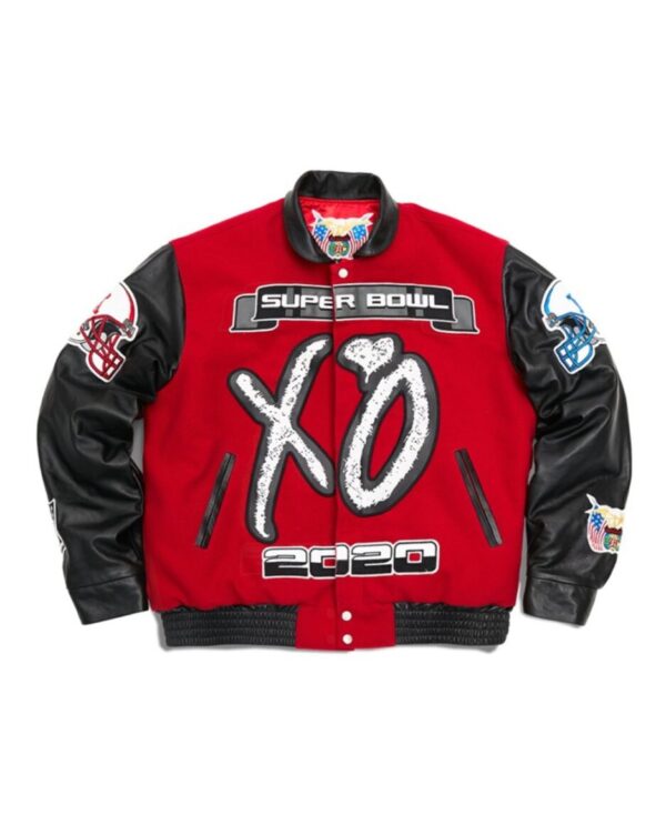 The Weeknd x Warren Lotas XO Super Bowl LV Varsity Jacket -Red
